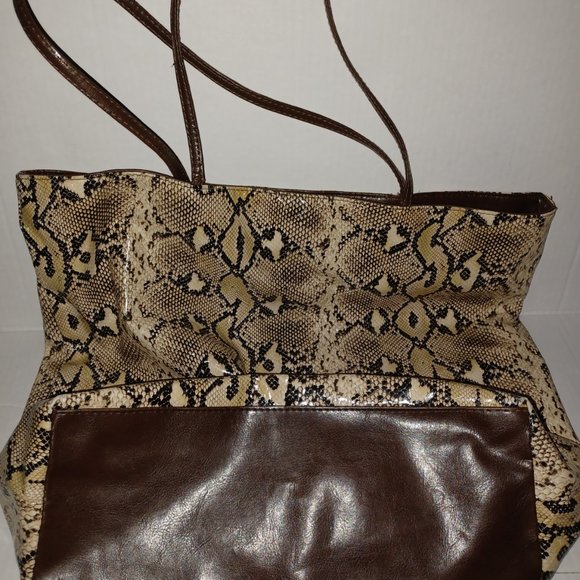 DSW SNAKE PRINT SHOULDER TOTE BAG - Picture 3 of 4